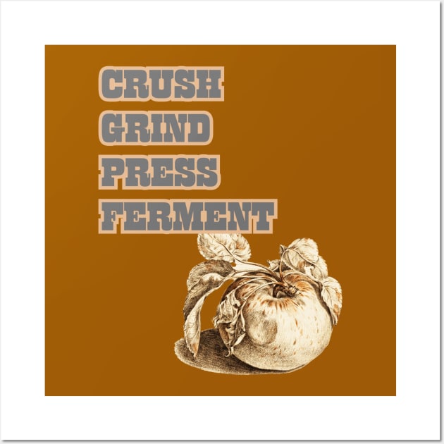 How To Cider. Crush, Grind, Press, Ferment. Classic Cider Lover Design Style Wall Art by SwagOMart